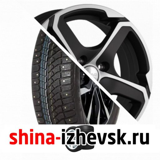 Колесо в сборе Viatti Brina Nordico (V-522) 185/65 R15 T 88 + СКАД Аллигатор 6xR15 4×100 ET48 DIA54.1 Черный матовый с полированным элементом в Ижевске